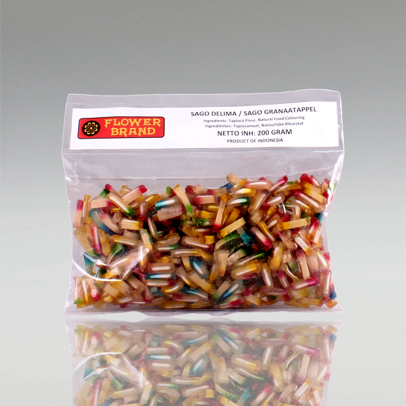 Sago Delima / Bji Delima (Tapiokastreifen), Flower Brand, 200g