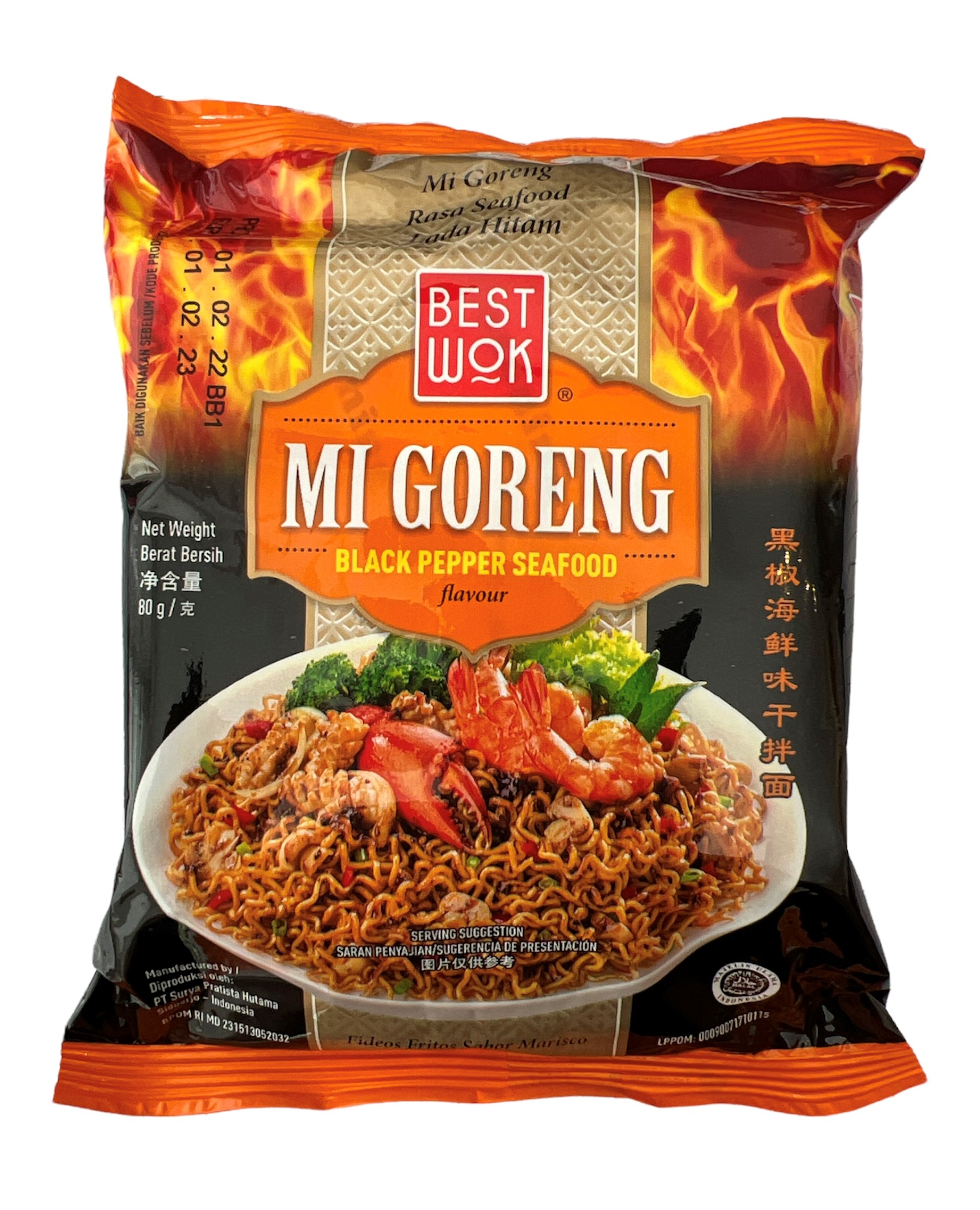 Mi Goreng Black Pepper Seafood, Best Wok, 80g
